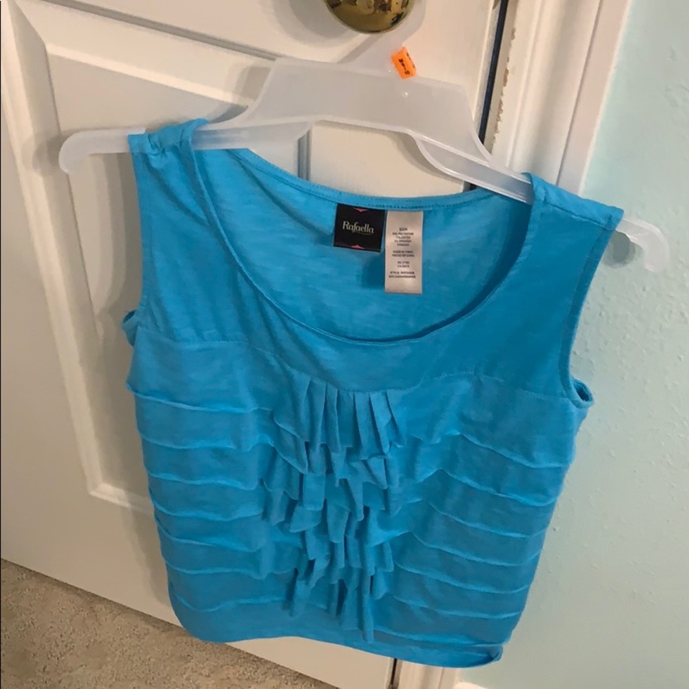 blue short sleeve wavy ripple top